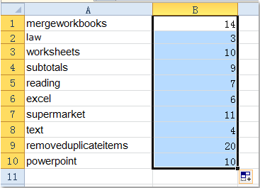 Select Excel field to sort